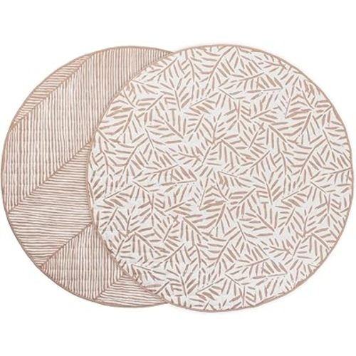 Toddlekind Organic Cotton Reversible Play Mat – 48" Handmade Blanket for Floor Activities, Tummy Time, Nursery Decor, and Family Comfort 0m+ Sea Shell (Pink)