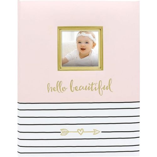 Pearhead Hello Baby First 5 Years Memory Book, Baby Girl Keepsake for New and Expectant Parents, Pregnancy And Milestone Journal, Pink