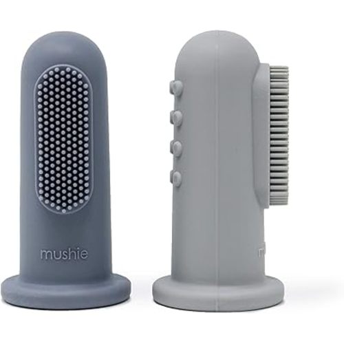 mushie Baby Finger Toothbrush (Tradewinds/Stone) 2-Pack