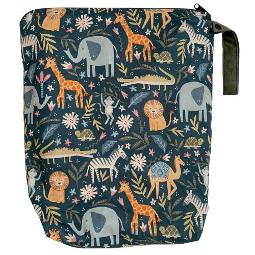 Large 14 x 16 x 4 Wet Bag / Animal Kingdom Fabric