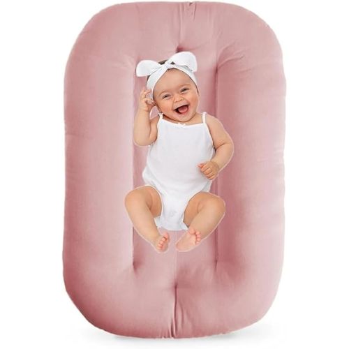 Baby Lounger for Infants Babies 0-24 Months, Bionic Organic Lounger, Soft Cotton Breathable Infant Floor Seats & Loungers for Newborn Baby Shower Gifts (Pink)