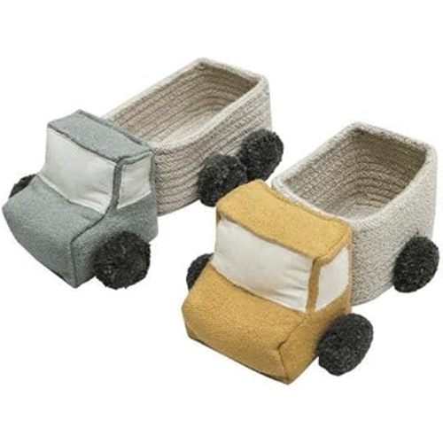 Lorena Canals | Children's Truck Basket Set, blue and yellow, 5" x 9"