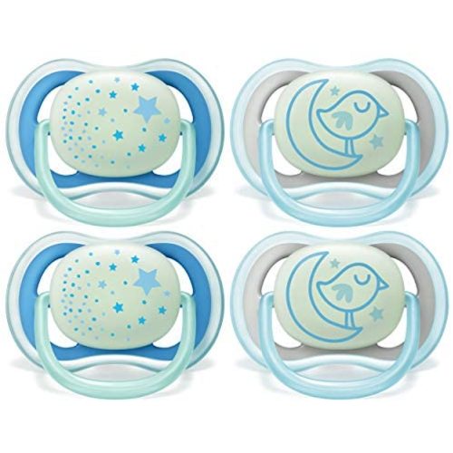 Philips Avent Ultra Air Nighttime, 6-18 Months Pacifier, Blue, Pack of 4, SCF376/43
