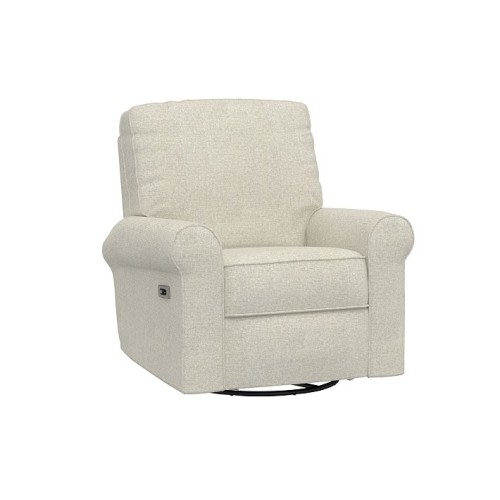 Comfort Power Recliner Performance Heathered Basketweave Alabaster White