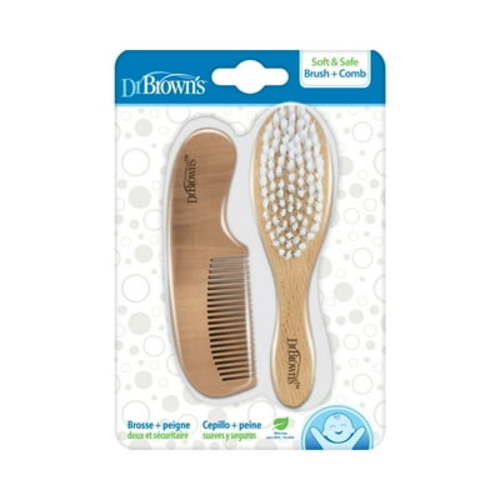Dr. Brown's Healthy Baby Essential Care, Soft & Safe, Baby Brush Plus Comb for Infants & Toddlers