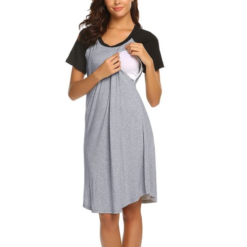 GUNIA Women Maternity Dress Nursing Baby Nightgown Breastfeeding Nightshirt Sleepwear Pregnancy Casual