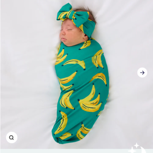 Go Bananas Swaddle & Luxe Bow Headband Set | Little Sleepies