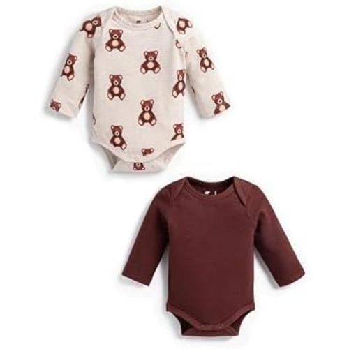 monica + andy Long Sleeve Jack & Jill Bodysuit, Organic Baby Clothes for Girls & Boys, For Preemie, Newborn & Infant
