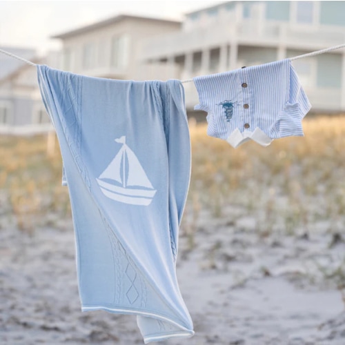 Nautical Cotton Cable Knit Blanket – Elegant Baby
