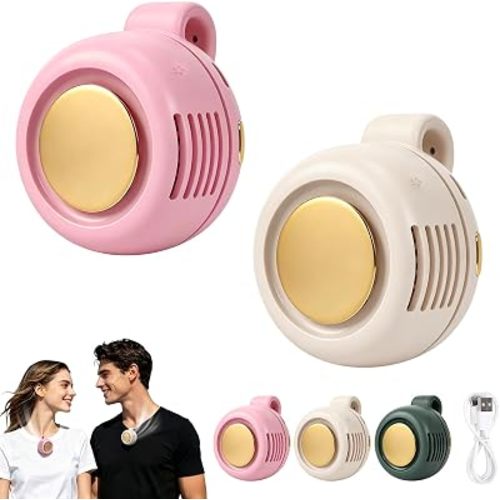 Portable Clip On Fan for Shirt,2Pcs Small Whirlwind Clip Fan Rechargeable,3 Speeds Hands-Free Personal Mini Bladeless Fan Clip On for Clothing Shirt Belt,360° Rotatable Whirlwind Clip Waist Neck Fan