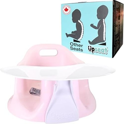 Upseat Baby Floor Seat Booster Chair for Sitting Up with Removable Tray for Meals and Playtime, Developed with Physical Therapists for Safe and Healthy Hip Development and Posture (Pink)