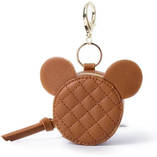 miss fong Pacifier Holder Case with Clip, Pacifier Pouch Cover, Pacifier Charm Pod with Clasp Attach to The Strollers & Diaper Bags, Hold 2 Pacifier or Nipple Shield(Diamond Brown)