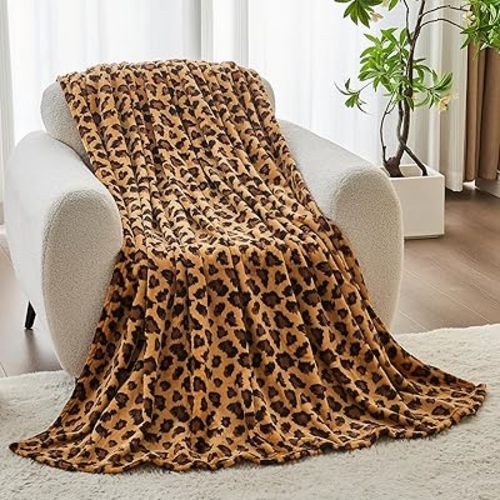 FY FIBER HOUSE Leopard Print Throw Blanket Valentines Day Gifts for Men Thick Soft Fuzzy Cheetah Print Blanket Room Decor for Bed Couch Sofa - 50"x60", Dark Brown