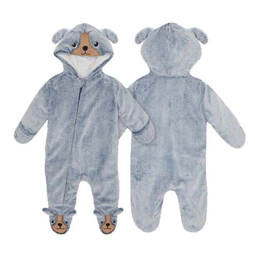 Koala Baby Infant 1-Piece Plush Hooded Pram Suit Winter Clothes Body, Gray Fleece Jumper 9/12M