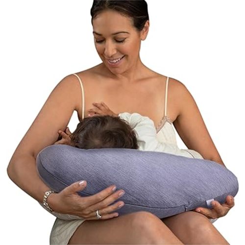 Pharmedoc Nursing Pillow for Breastfeeding – Breast Feeding Pillows for Mom - Bottle Feeding - Support for Mom and Baby - Pregnancy Maternity Pillows, Baby Shower Must Haves - Grey Cooling Cover