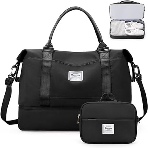 Weekender Bags for Women,Personal Item Travel Bag with Shoes Compartment,Overnight Travel Duffel Bag with Toiletry Bag