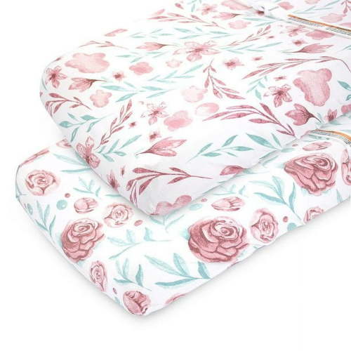 Changing Pad Cover Sheets Set, 2 Pack, Universal Fitted Changing Table Covers for Boys and Girls, Comfortable Cozy Cradle Sheets, Breathable Soft Jersey Cotton, Fitted 32x15x5 Inches Pads