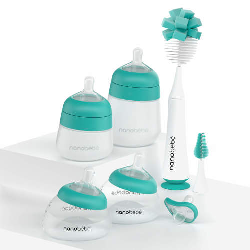 Exclusive Nanobebe Teal Early Essentials Anti-Colic Baby Bottle Gift Set | Newborns & Infants