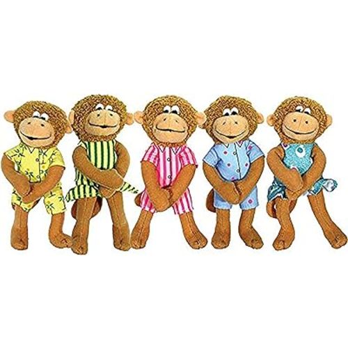 MerryMakers Five Little Monkeys Finger Puppet Playset, Set of 5, Polyvinyl Chloride, 5-Inches Each