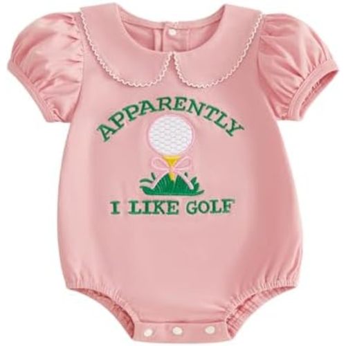 Baby Girl Bubble Romper Apparently I Like Golf Outfit Doll Collar Bodysuit Jumpsuit T-Shirt 0-18 Month Summer Clothes