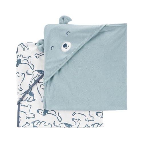 Carter's Baby Hooded Towel (2-pk Blue/White)