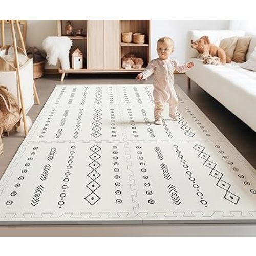 Baby Foam Play Mat, 72x48 Baby Crawling Mat, Floor Mats for Kids for Baby with Interlocking Floor Tiles, Toddler Play Mat for Indoor and Outdoor, Easy to Clean Playroom Floor Mat, Bohemia