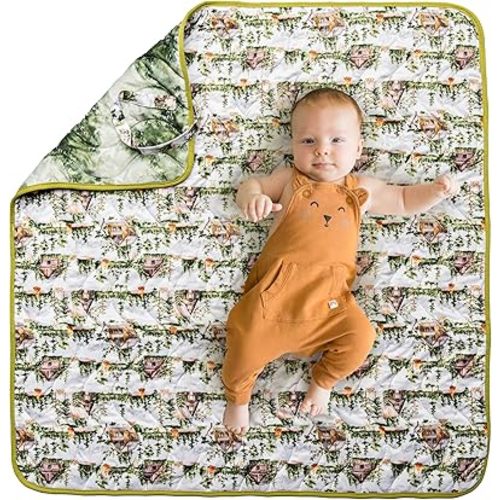 Kinder Cloth Diaper Co Adventure Play Mat - Machine Washable, Reversible, Water-Resistant, Quilted Blanket (Getaway, Mini 36x36)