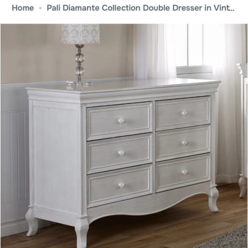 Pali Diamante Collection Double Dresser in Vintage White