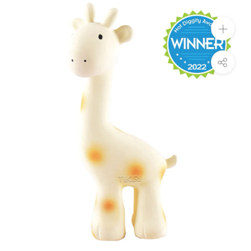 Giraffe Organic Natural Rubber Rattle, Teether & Bath Toy