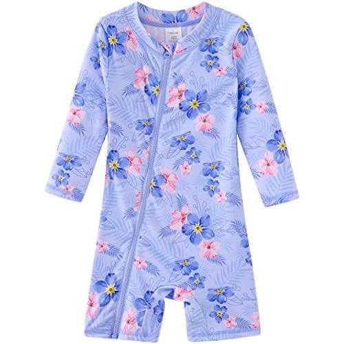 UMELOK Baby Girls' One Piece Swimsuit Full Zip UPF 50+ Sun Protection Swimwear Rash Guard Swim Suit