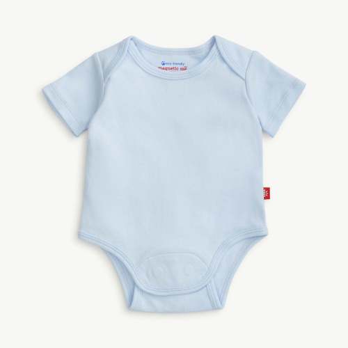 0-3M soft baby blue organic cotton magnetic bodysuit – Magnetic Me