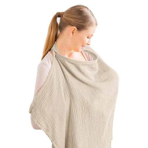 Konssy Muslin Nursing Cover for Baby Breastfeeding, Breathable 100% Cotton Breastfeeding Cover with Rigid Hoop for Mother Nursing Apron, Multi-use Carseat Canopy (Summer Wheat)