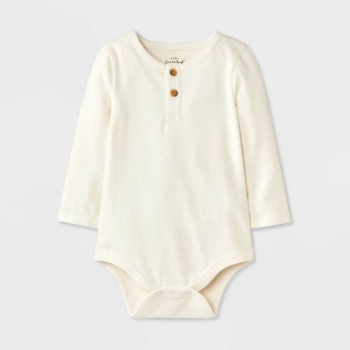 Baby Boys' Henley Bodysuit - Cat & Jack™ Cream 12M