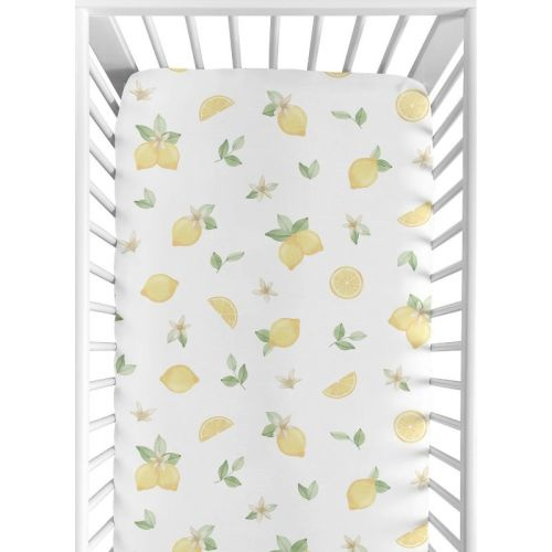 Sweet Jojo Designs Girl Baby Fitted Crib Sheet Lemon Yellow Green And Beige