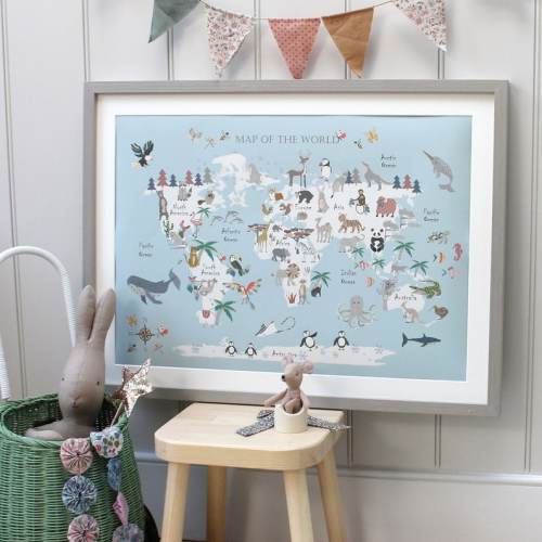 ANIMAL World Map NO FLORALS 8 Colours Children's Map - Etsy