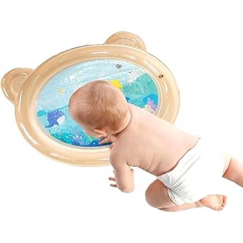 NAI-B Tummy Time Water Play Mat, Inflatable Watermat for Baby, Infant, and Toddler, Babies Love Bear Shape Splashin Kids Pad with Aquarium Fish Tank