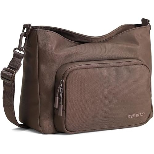 Itzy Ritzy Belong Cargo Caddy for Strollers & Wagons – Convertible Stroller Organizer and Crossbody Bag With Adjustable & Removable Strap, Bottle Holders, Smart Storage Pockets & Secure Straps (Mocha)