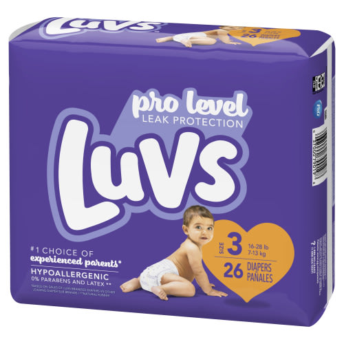 Luvs Pro Level Leak Protection Comfortable Diapers - Size 3, 26 Count