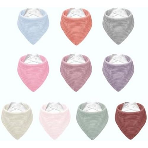 Muslin Baby Bibs,Soft Triangular Baby Bandana Drool Bibs for Baby Boy Girl,Solid Colors Bib for Drooling Teething