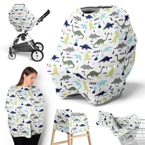 Sweet Jojo Designs Boy 5-in-1 Multi Use Baby Nursing Cover Mod Dinosaur Blue And Green
