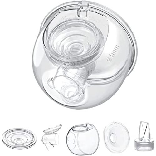 Wearable Breast Pump Milk Collector Cup Accessories,Compatible with 24mm TSRETE/Momcozy S9/S10/S12 Wearable Breast Pump,Include Duckbill Valve&Silicone Diaphragm&24mm Flange&Milk Collector&Linker