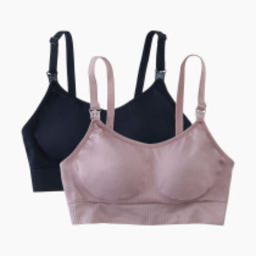 Ingrid and Isabel Drop Cup Nursing Bra Bundle - Black/Mauve, Xl