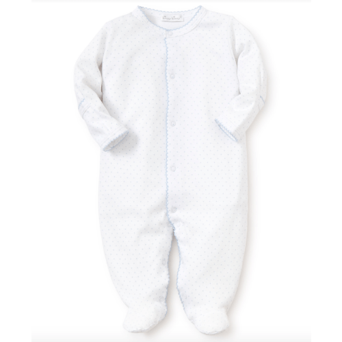 Kissy Kissy Printed Footie | Dots White/Blue