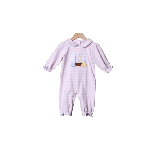 Applique Nativity Pink Stripe Romper