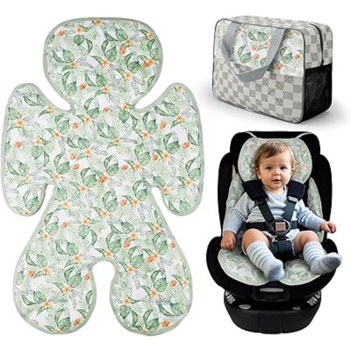 KAKIBLIN Baby Car Seat Cooling Pad,Universal Double Sided Ice Car Seat Cooler Pad for Baby Children and Kids,Durable Gel Babies Cooling Mat Cushion for Stroller,Chair,Keep Cool in Summer (Green Plant)