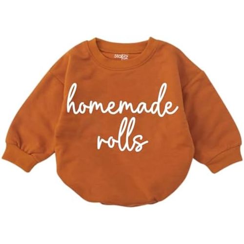 Homemade Rolls Baby Outfit - Thanksgiving Bubble Romper Long Sleeve Gift One-piece Newborn Toddler