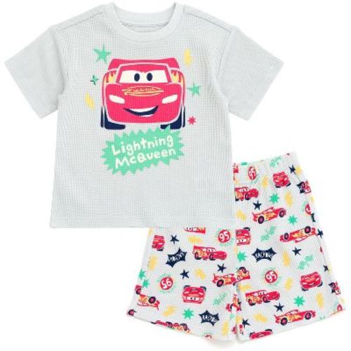 Disney Cars Lightning McQueen Newborn Baby Boys Waffle Knit T-Shirt and Shorts Outfit Set Cars / Soft Gray 3-6 Months