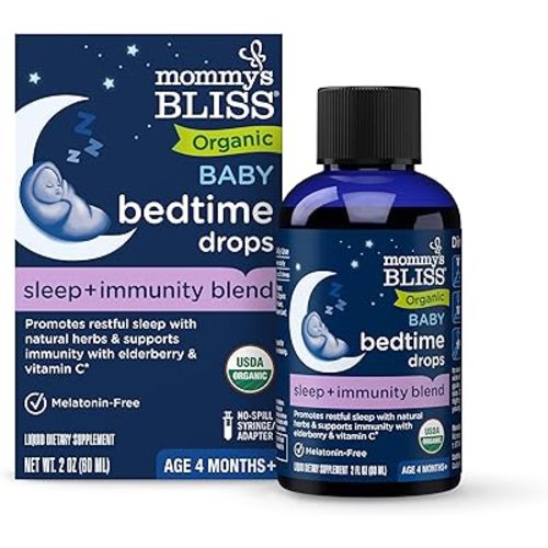 Mommy's Bliss Organic Baby Bedtime Drops + Overnight Immunity Support*, Promotes Restful Night, Melatonin Free, Age 4 Month+, 2 Fl Oz