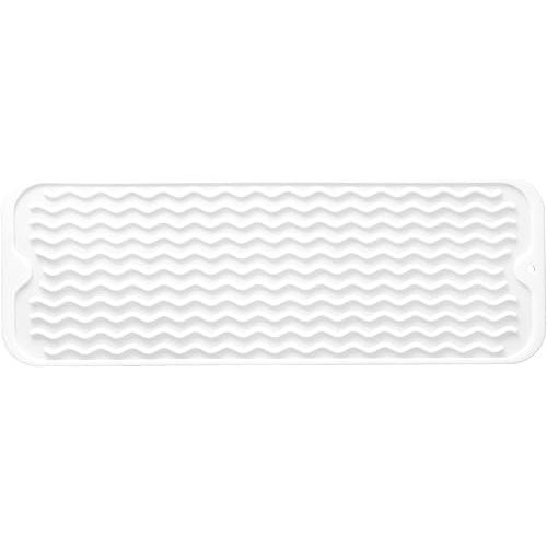 Silicone Dish Drying Mat for Multiple Usage,Easy clean,Eco-friendly,Heat-resistant Silicone Mat for Kitchen Counter,Sink,Bar,Bottle,or Cup White M 17 inches x 6 inches
