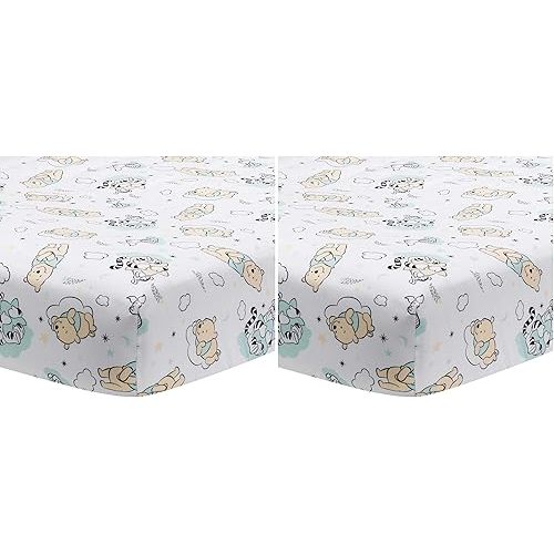 Lambs & Ivy Disney Baby Winnie The Pooh Hugs White Fitted Crib Sheet (Pack of 2)